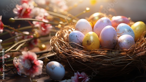 Celebrating the season of joy: happy easter, a festive mosaic of renewal and happiness, embracing traditions, egg hunts, and the spirit of joyous festivities in the bloom of spring.