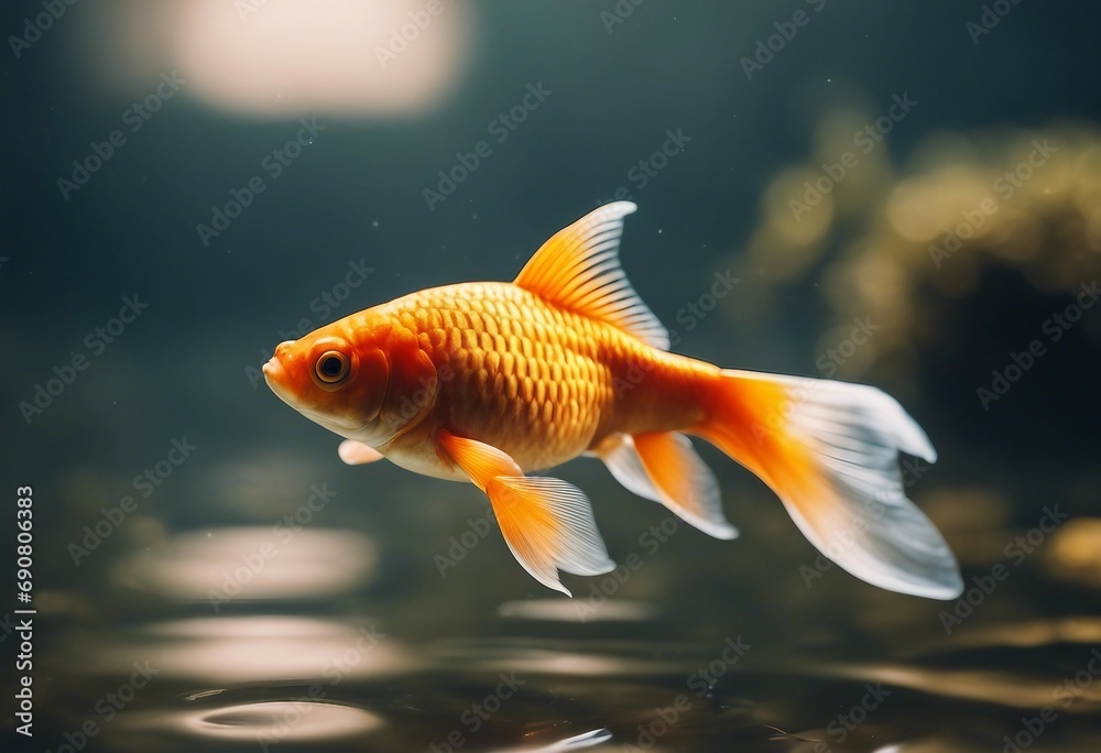 Against the stream - opposite concept - leader goldfish Against the stream - opposite concept - leader goldfish