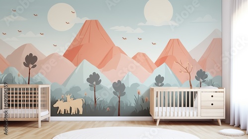 Fundo infantil, lindo papel de parede para quarto de bebê photo