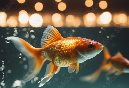 Against the stream - opposite concept - leader goldfish