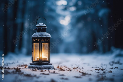 Light night snow holiday lantern candle lamp decorative christmas winter © SHOTPRIME STUDIO