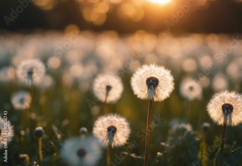 Field of dandelion in sunset - bokeh and allergy