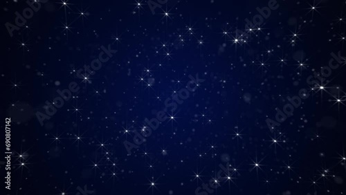 Bright shiny twinkling stars in the night sky. This glittering starry night motion background is full HD and a seamless loop.