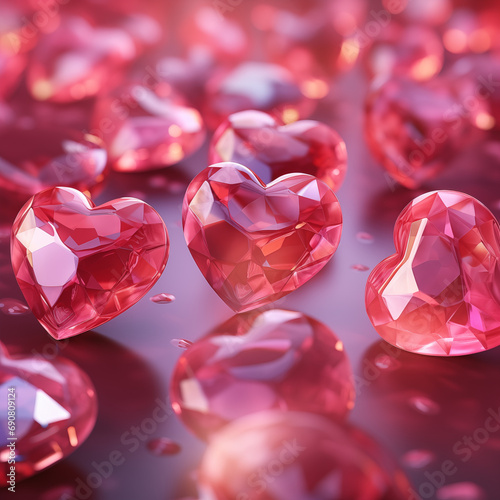 Romantic Hearts red gemstones creating a beautiful and intricate composition Close-up Generative AI