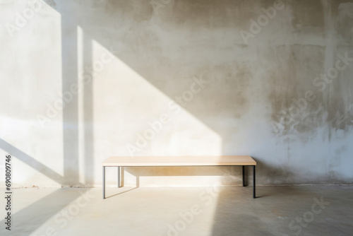 Shadow on white concrete wall in the room from window with morning light  texture background.