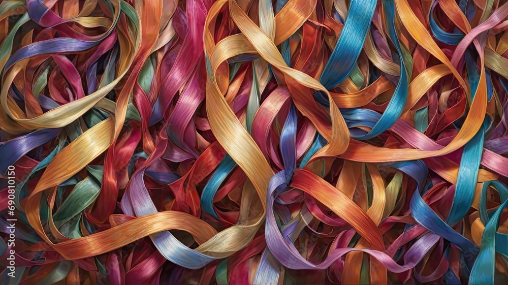 Vibrant multicolored ribbon backdrop, modern poster