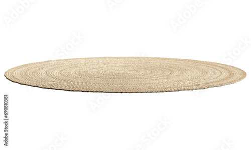 Natural braided round jute rug. 3d render