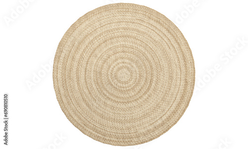 Natural braided round jute rug. 3d render