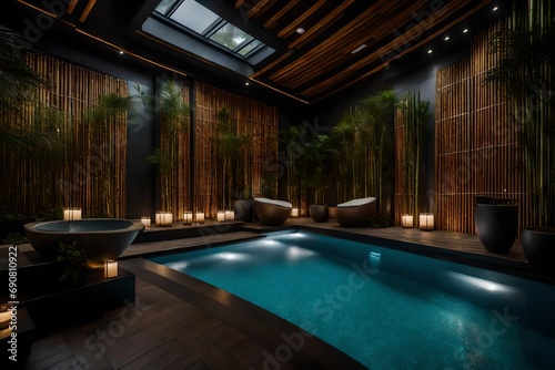 A modern spa retreat with bamboo details, tranquil water features, and calming treatment rooms © ANAS