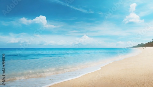 oncept of summertime on beach. Blue sky photo