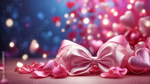 Silk bow, heart, beautiful background