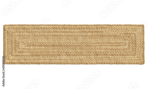 Natural braided runner jute rug. 3d render