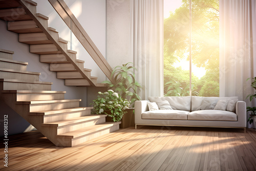 Discover a quiet nook nestled within this modern minimalist home. A floor cushion in earthy tones is placed strategically near a large window, offering a vantage point to a tranquil garden outside.