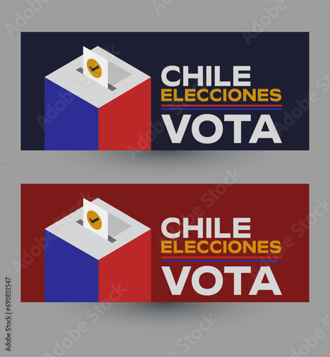 Vota Elecciones Chile, Vote Chilean Elections spanish text design.