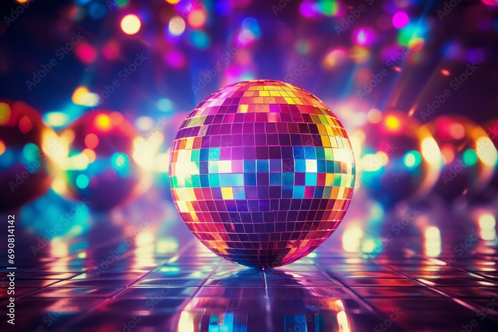 Disco ball, retro nostalgia concept. Background with selective focus and copy space Disco ball, retro nostalgia concept. Background with selective focus and copy space