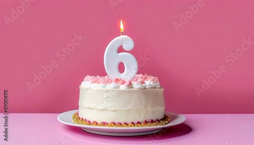 6 year Birthday cake. Six number birthday cake.  