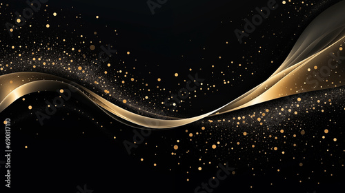 gold confetti wave with small yellow circles on a black background