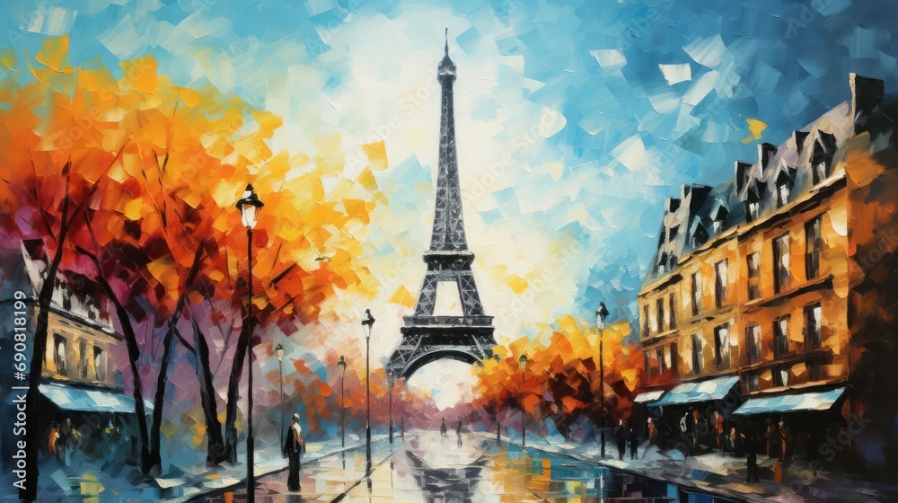 Effiel Tower In Oil Painting Style