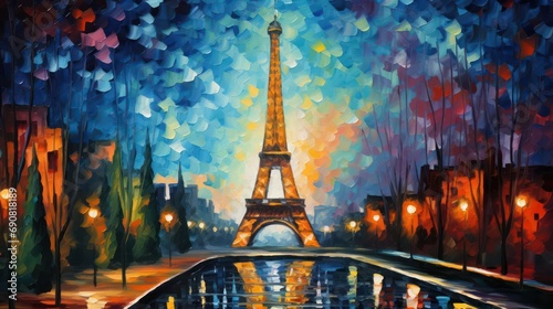 Effiel Tower In Oil Painting Style