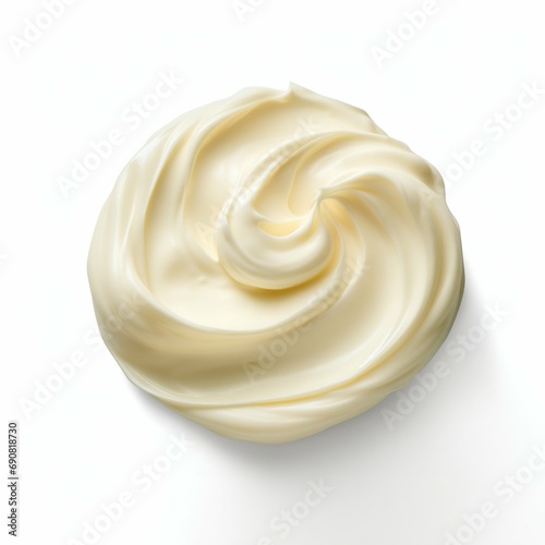 Creamy Mayonnaise Swirl Isolated on White. Generative ai photo