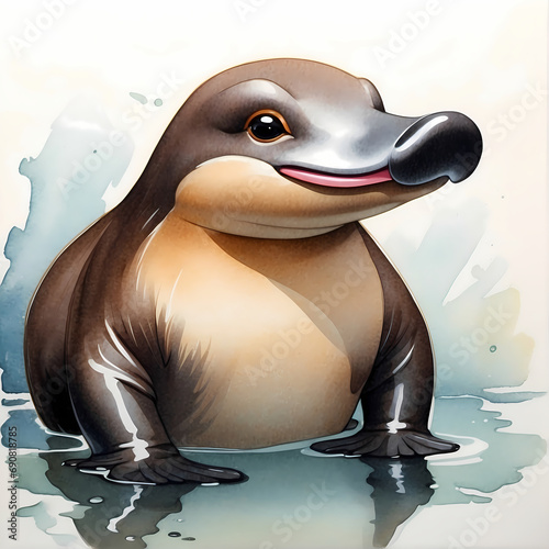 **Platypus** Beautiful animals in watercolor art created with AI.