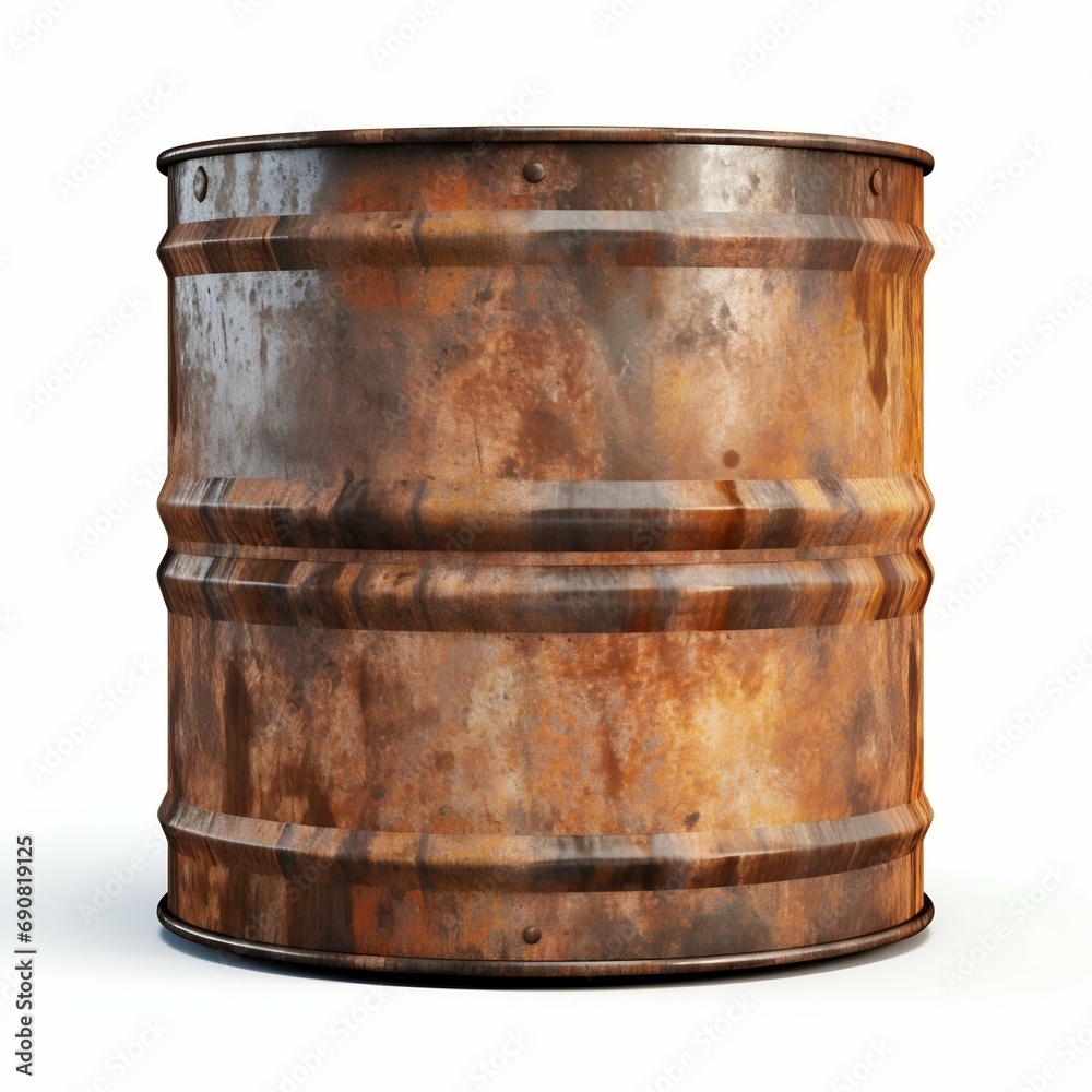 Fototapeta premium Rusty Old Metal Barrel. Generative ai