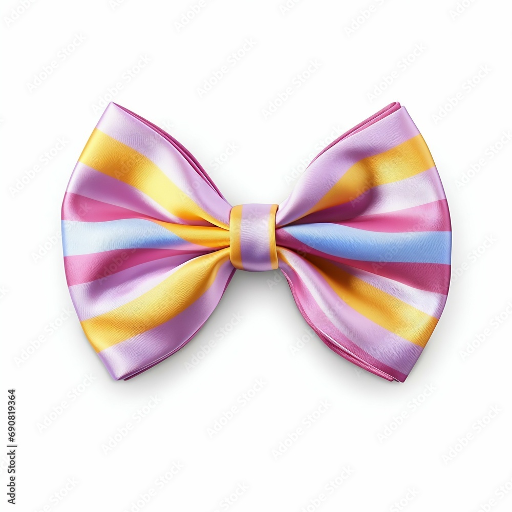 Vibrant Silk Bow Tie Isolated on White. Generative ai Vibrant Silk Bow Tie Isolated on White. Generative ai