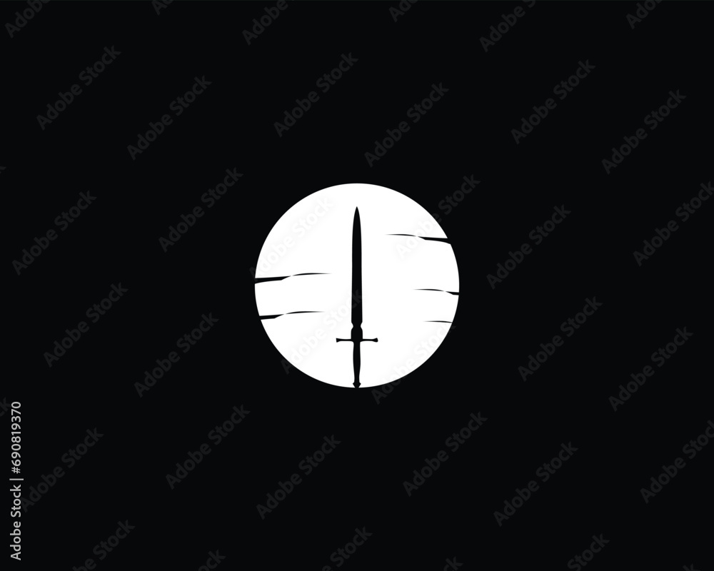 sword silhouette logo. isolated with a view of a sword stuck looking at the moon. best for logos, badges, emblems, icons, sticker designs, t-shirt designs. available in eps 10 sword silhouette logo. isolated with a view of a sword stuck looking at the moon. best for logos, badges, emblems, icons, sticker designs, t-shirt designs. available in eps 10