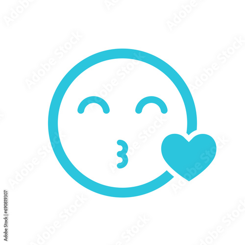 Kiss emoji icon, from blue icon set.
