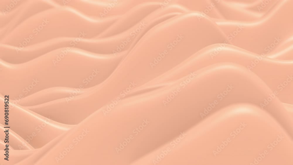 Peach fuzz Pantone Color year 2024, 3d abstract flow background animation with delicate movement of waves. Ideal for use as background to write text or presentations. 4k resolution. This is the color 
