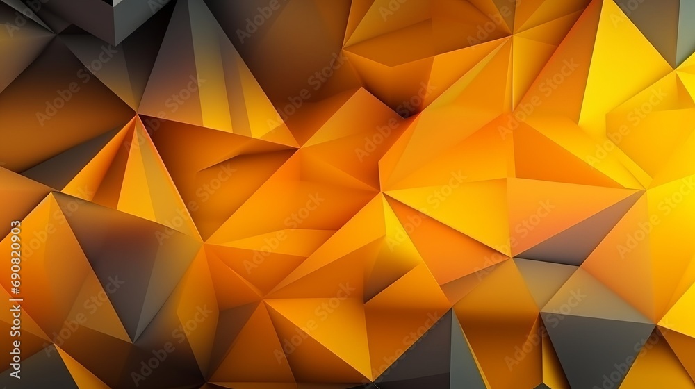 Yellow orange abstract background for design. Geometric shapes. Lines, triangles. 3d effect. Light, glow, shadow. Gradient. Dark grey, silver. Modern, futuristic. Design concept. Wallpaper concept. Ab Yellow orange abstract background for design. Geometric shapes. Lines, triangles. 3d effect. Light, glow, shadow. Gradient. Dark grey, silver. Modern, futuristic. Design concept. Wallpaper concept. Ab