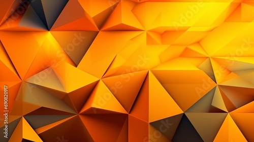 Yellow orange abstract background for design. Geometric shapes. Lines  triangles. 3d effect. Light  glow  shadow. Gradient. Dark grey  silver. Modern  futuristic. Design concept. Wallpaper concept. Ab