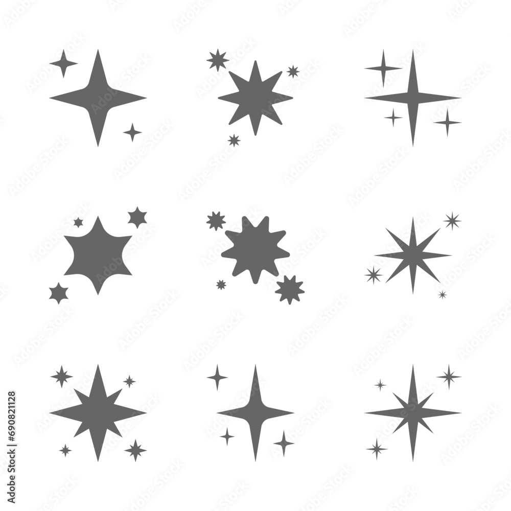 Fototapeta premium vector set of Starlight or sparkling star for various template