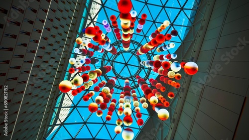 3D hanging round colourful balls display
