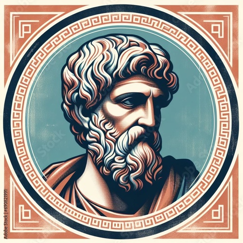 illustration of Ancient Greek Philosopher in vintage style. ai generate