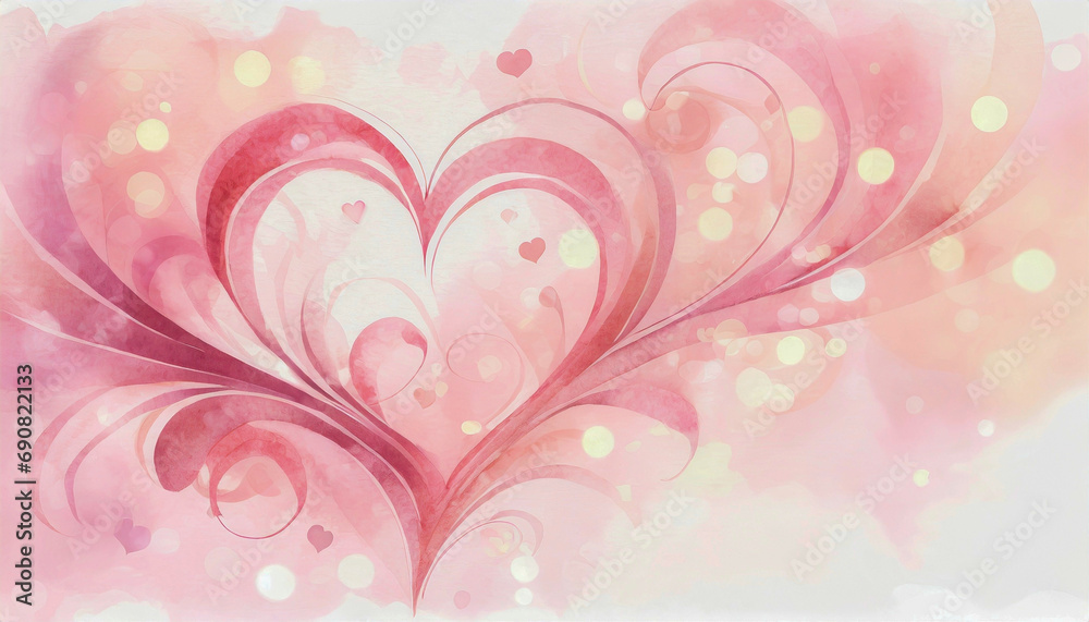 Cute heart swirl design on pastel pink background