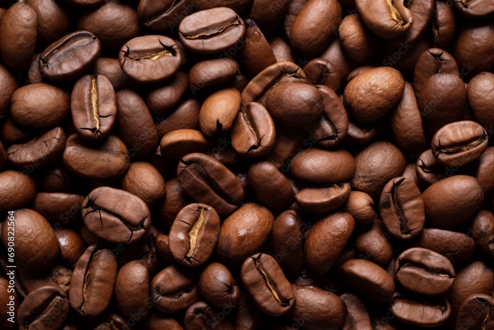 Rich aroma and warmth emanate from coffee beans, Generative AI Rich aroma and warmth emanate from coffee beans, Generative AI