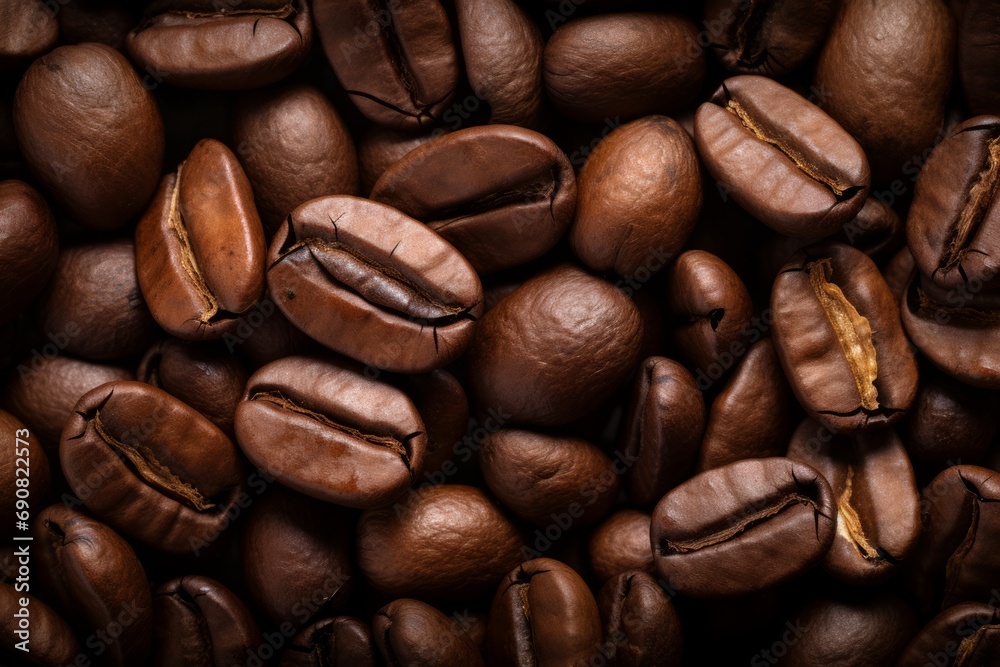 Rich aroma and warmth emanate from coffee beans, Generative AI Rich aroma and warmth emanate from coffee beans, Generative AI
