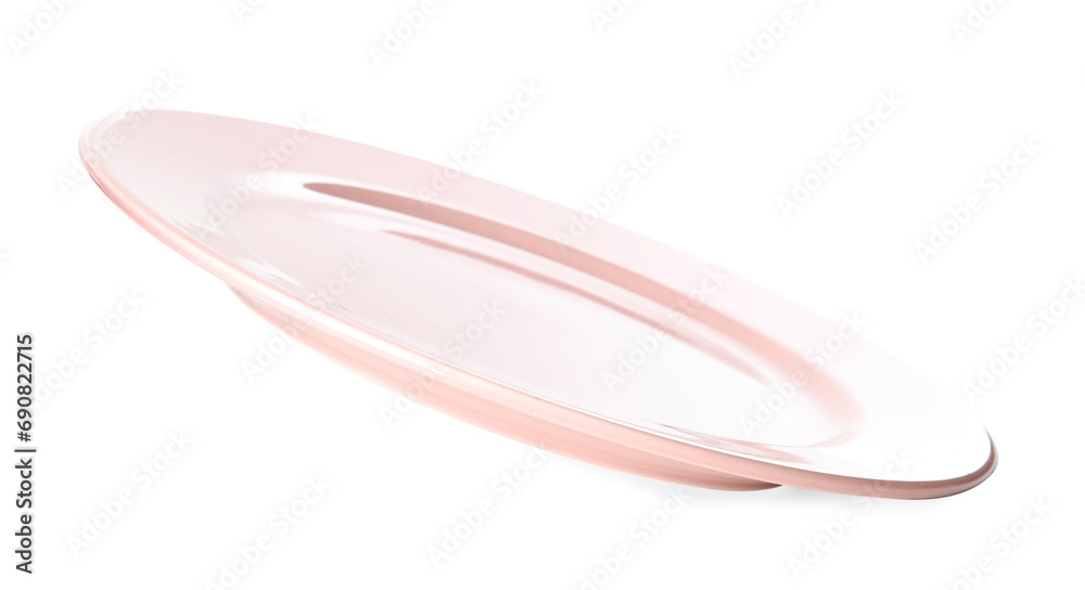Clean light pink plate isolated on white Clean light pink plate isolated on white