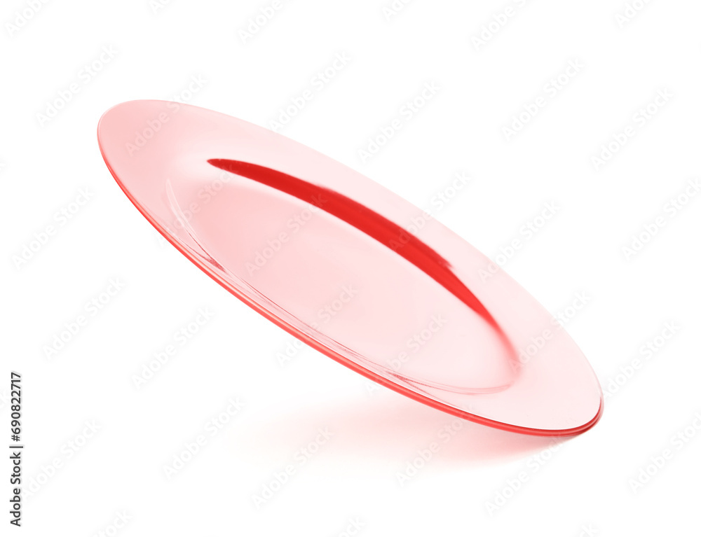 Clean empty red plate isolated on white Clean empty red plate isolated on white