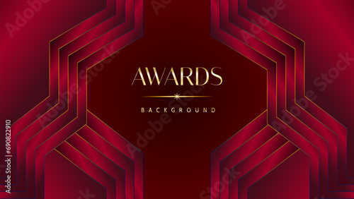 Red maroon golden royal awards graphics background. Golden sidelines. Modern template grand luxury premium corporate abstract design template trophy banner certificate.