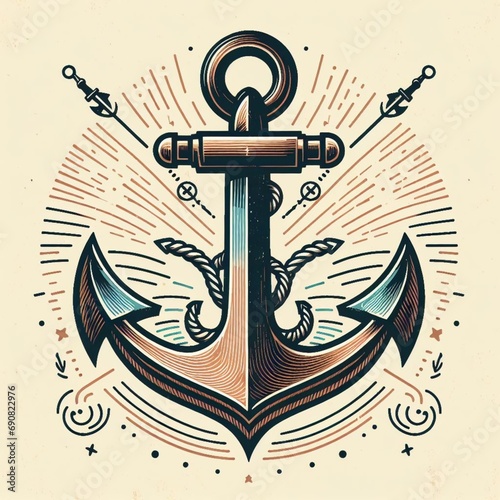 illustration of anchor in vintage style. ai generate