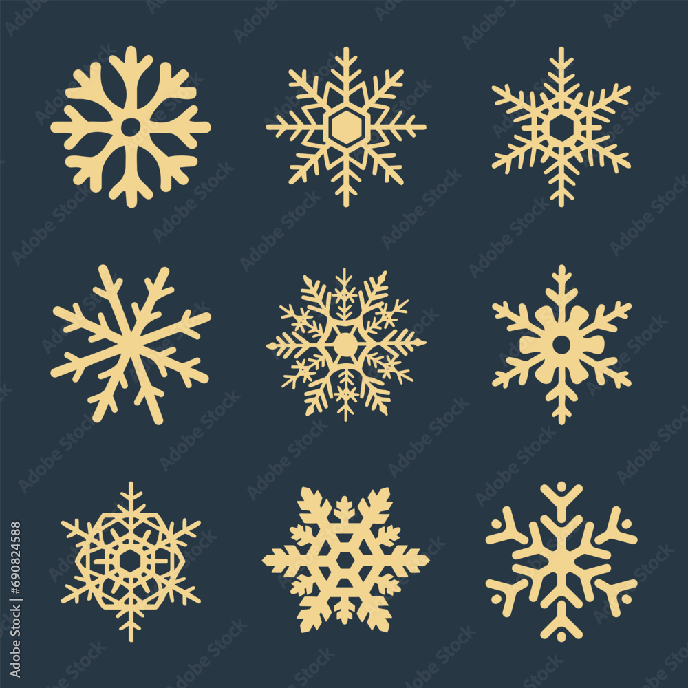 vector set of christmas snowflake elements 
