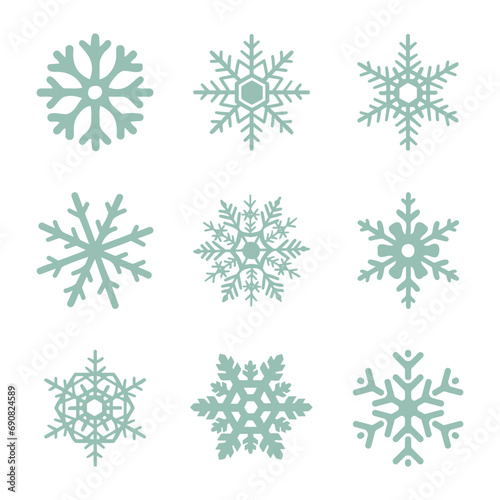 vector set of christmas snowflake elements