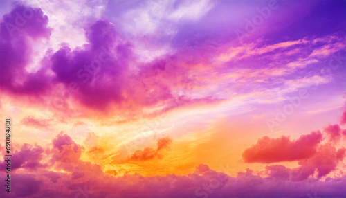 Purple pink orange sunset. Colorful sky with clouds background with space for design  © Your Hand Please