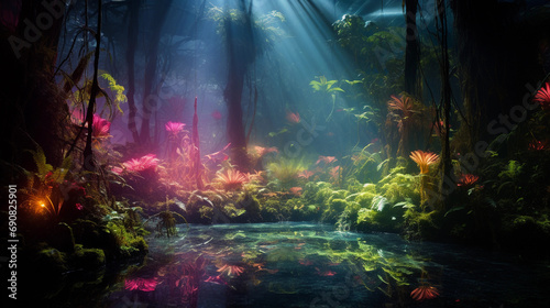 A fluorescent paradise forest