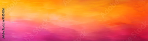 A vibrant burst of orange, peach, and magenta collide in an abstract painting