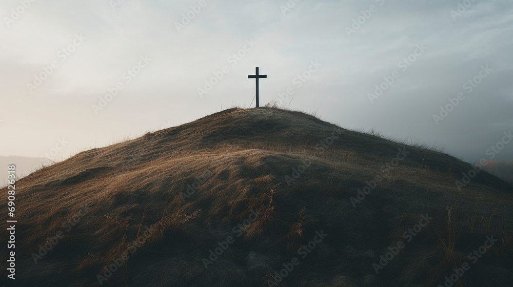Eternal Symbol: Three Crosses on Calvary, Generative AI Eternal Symbol: Three Crosses on Calvary, Generative AI