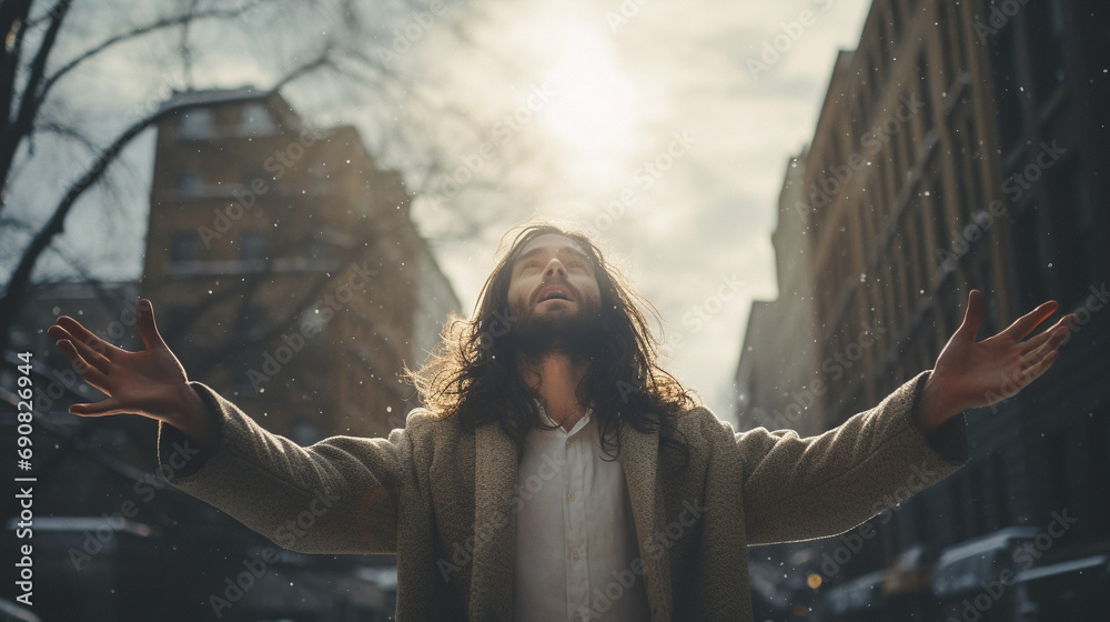 Radiant Comfort: Christ Embracing with Serenity, Generative AI