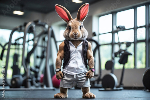A buff Rabbit at the Gym, a Rabbit working out photo